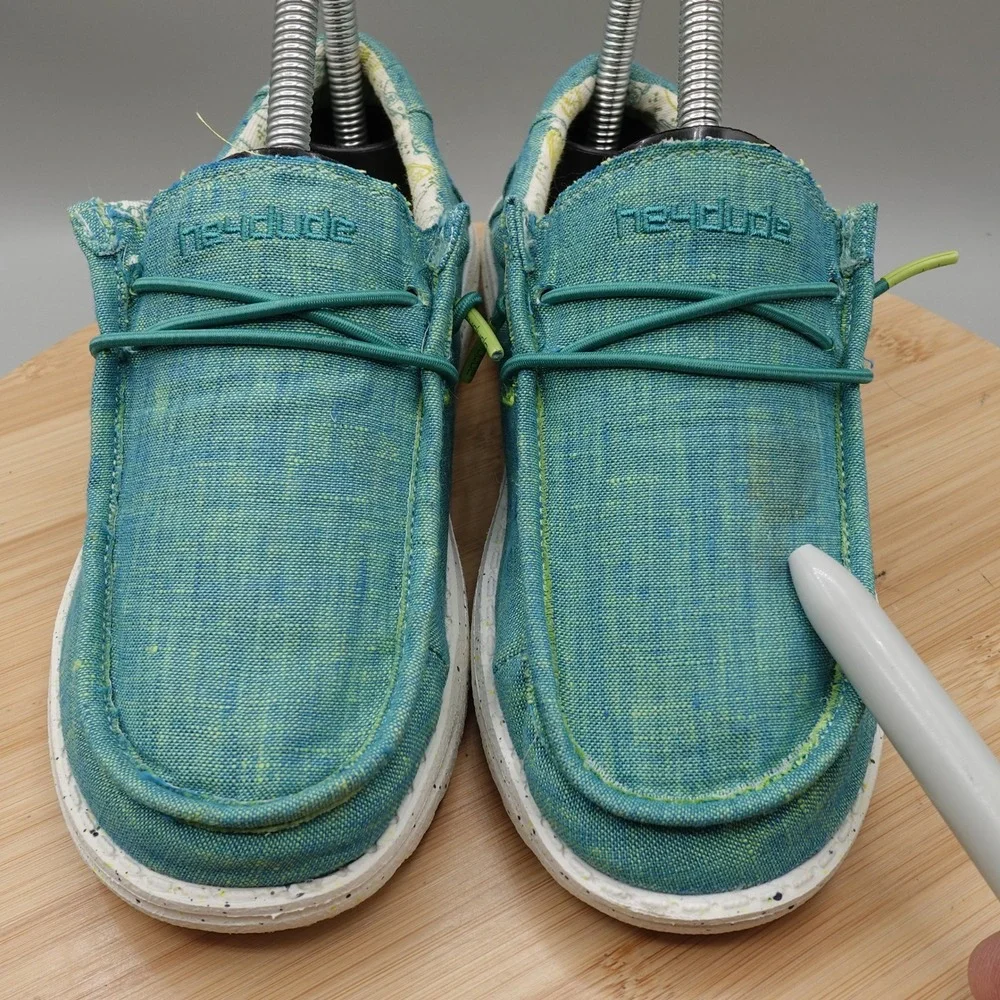 Hey Dude Shoes Kids Y3 Wally Youth Gamer Teal Canvas Slip On 130138360 Flaw
